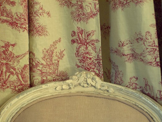 gros plan toile de jouy bleue